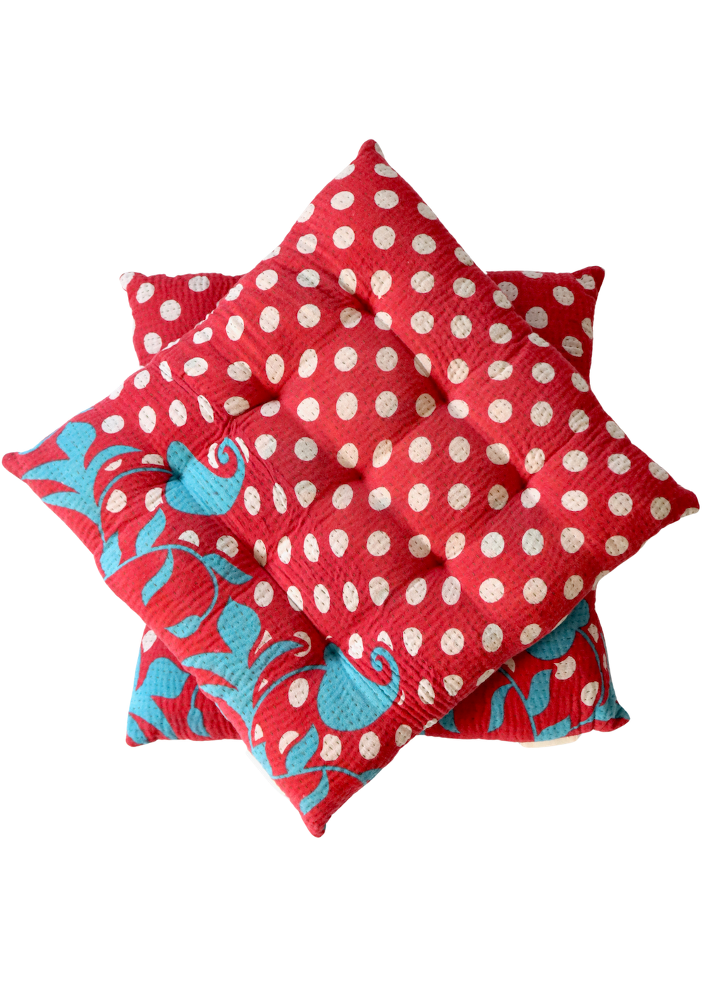 Pair Of Kantha Seat Pads- Pair No 117