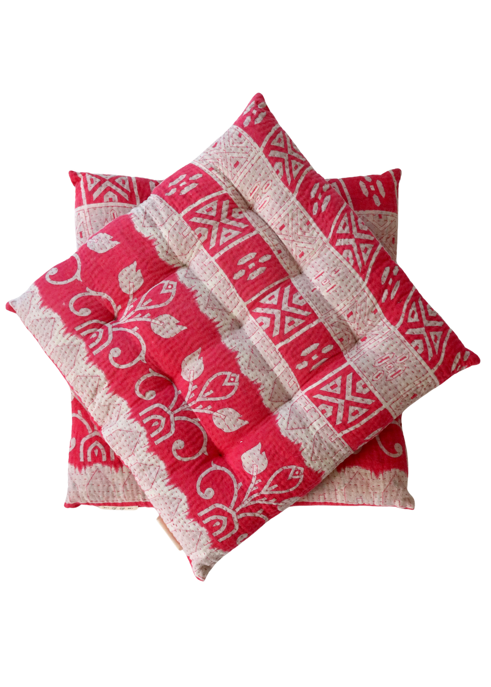 Pair Of Kantha Seat Pads- Pair No 121