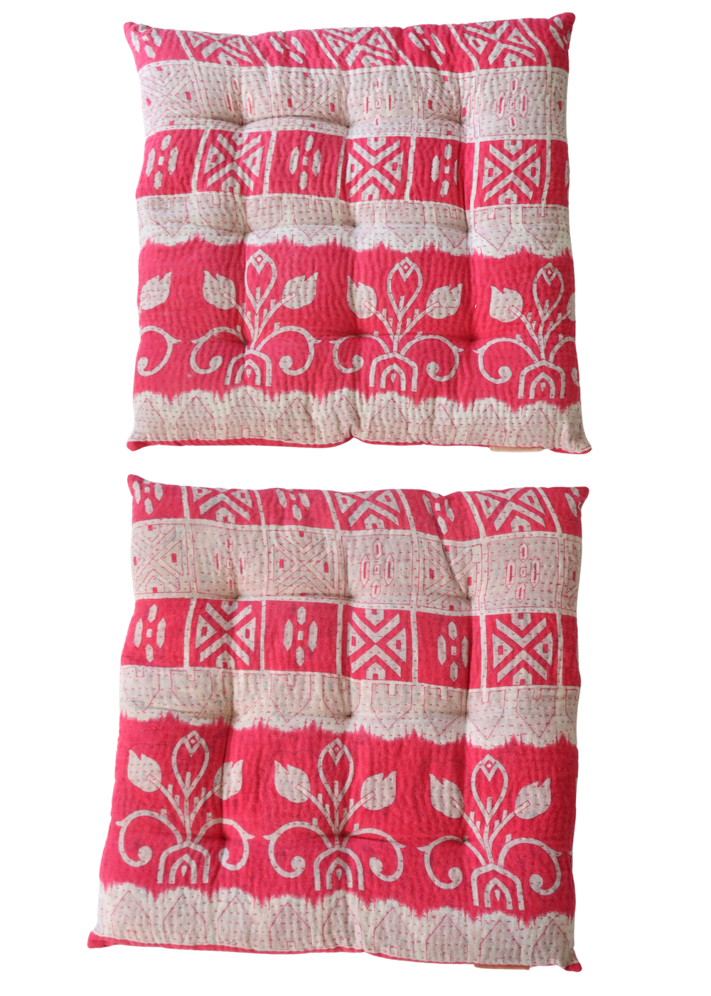 Pair Of Kantha Seat Pads- Pair No 121