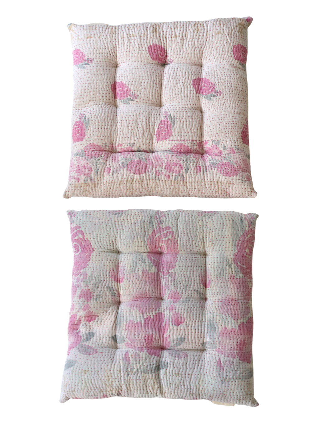 Pair Of Kantha Seat Pads- Pair No 122