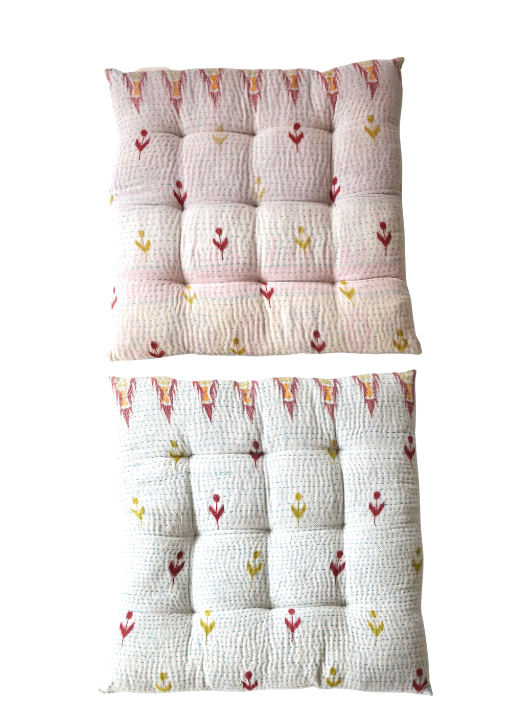 Pair Of Kantha Seat Pads- Pair No 134