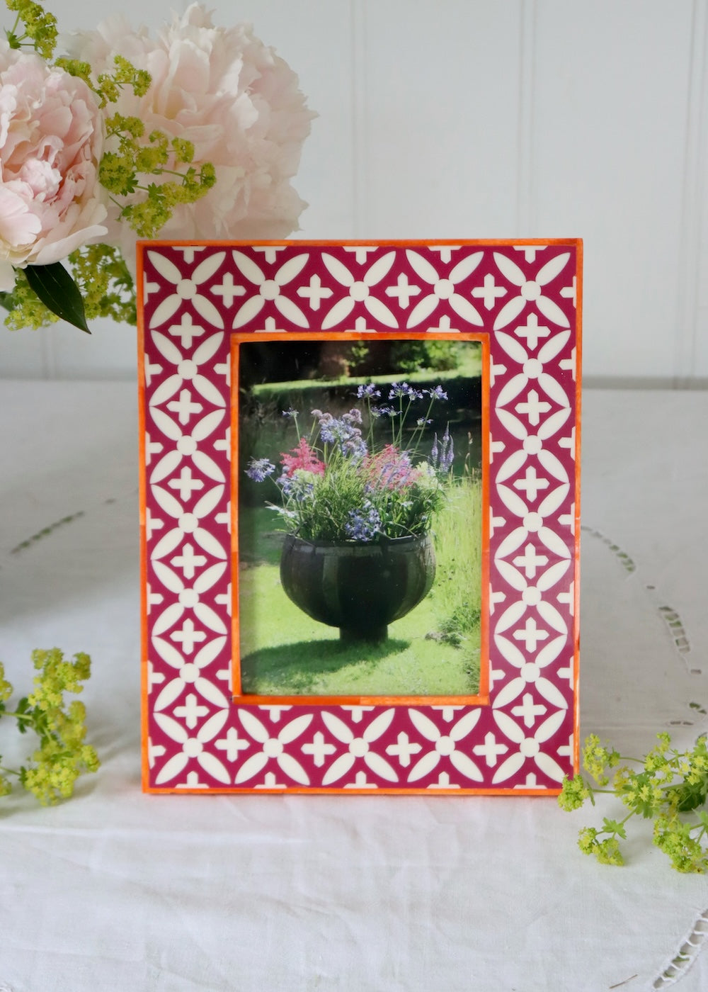 Photo Frame-Deep Claret Cross With Orange