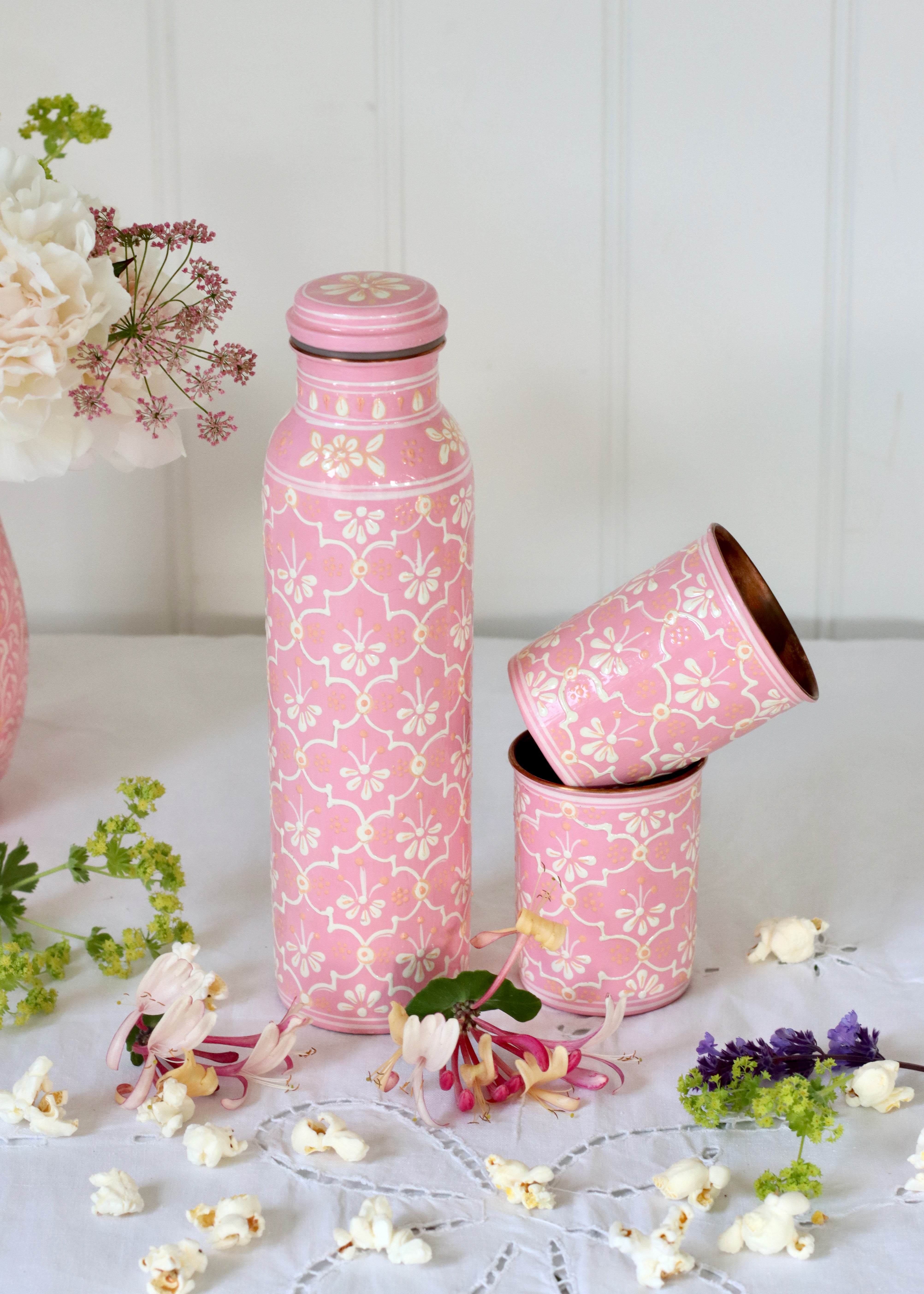 Hand Painted Water Bottle- Soft Pink