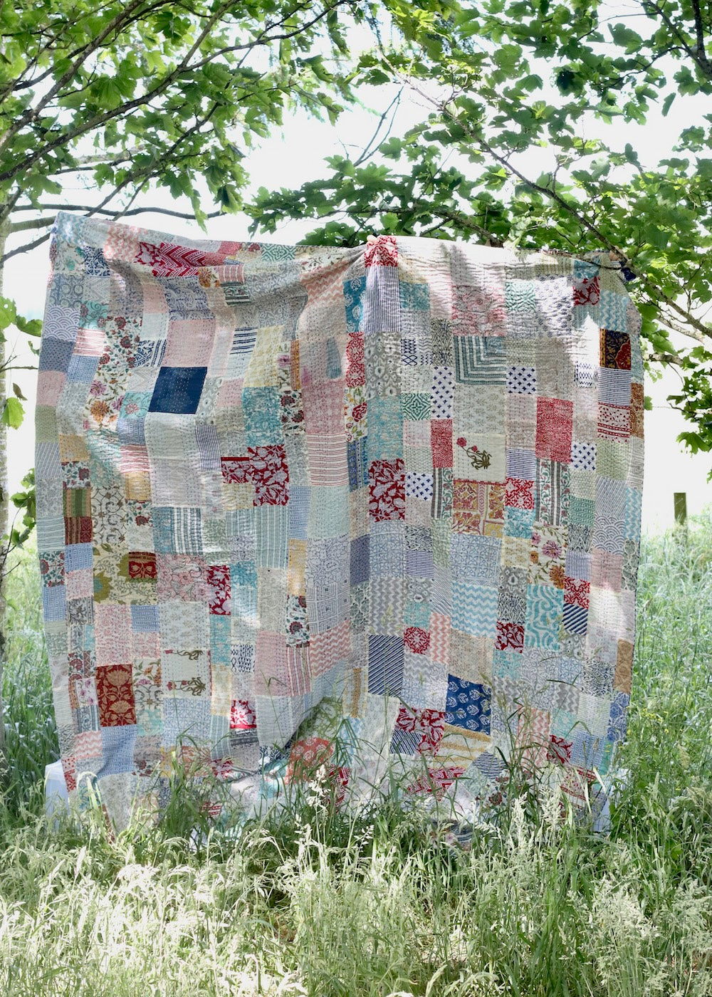 Block Print Patchwork Throw 21 - KiINGSIZE