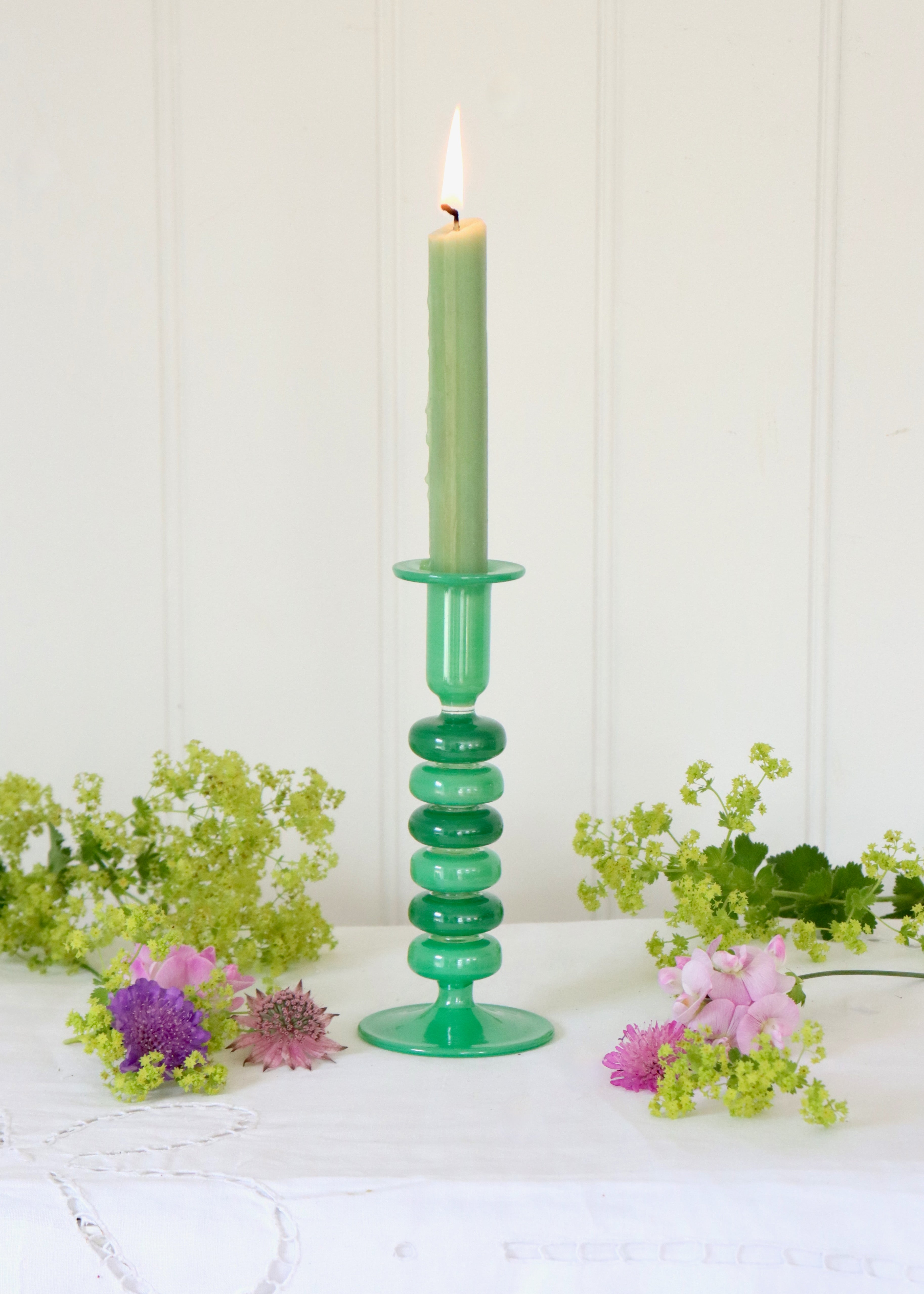 Sea Pebble Candlestick Greens - Small