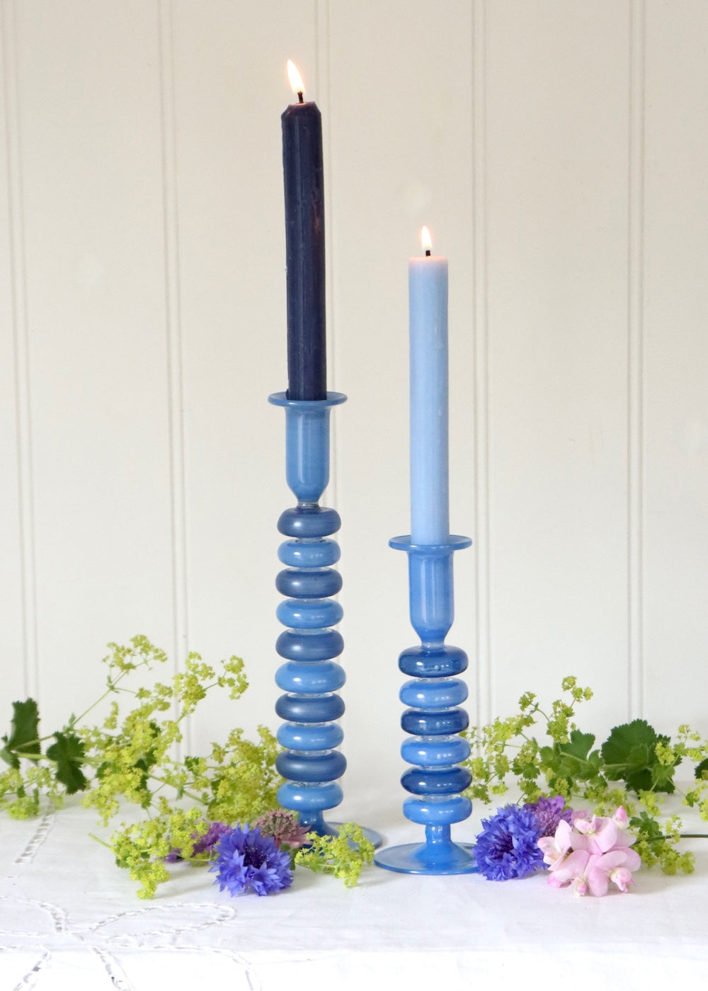 Sea Pebble Candlestick Blues - Small