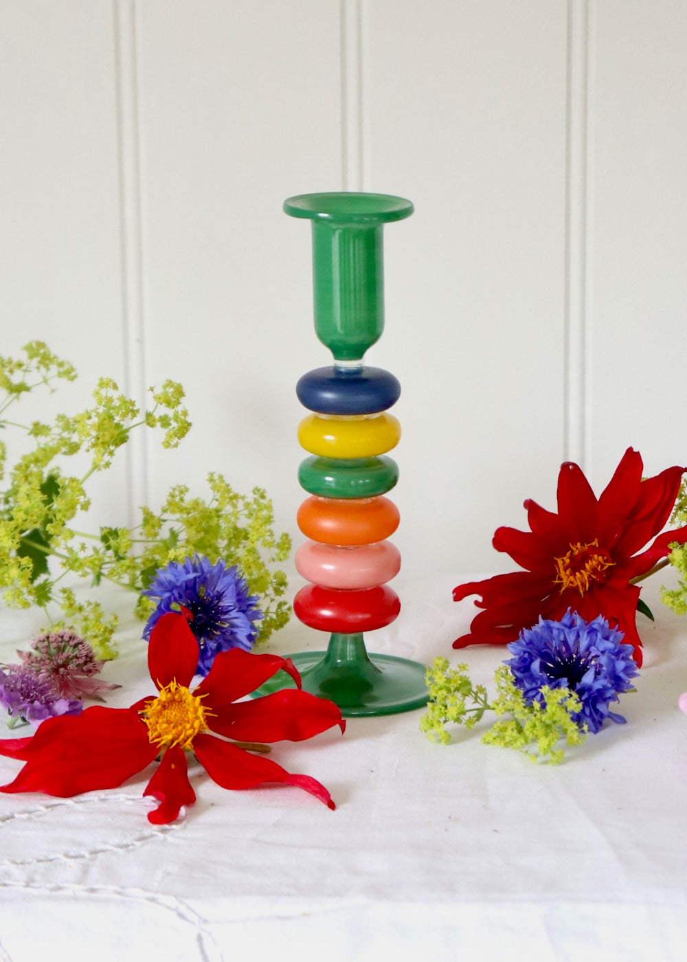 Sea Pebble Candlestick Rainbow - Small