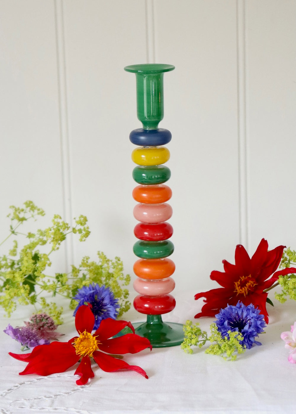 Sea Pebble Candlestick Rainbow - Tall