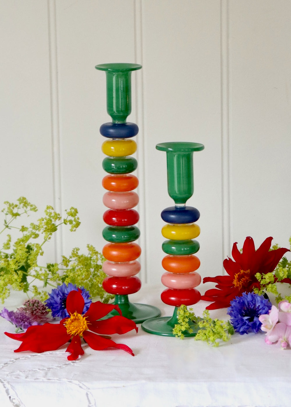 Sea Pebble Candlestick Rainbow - Small