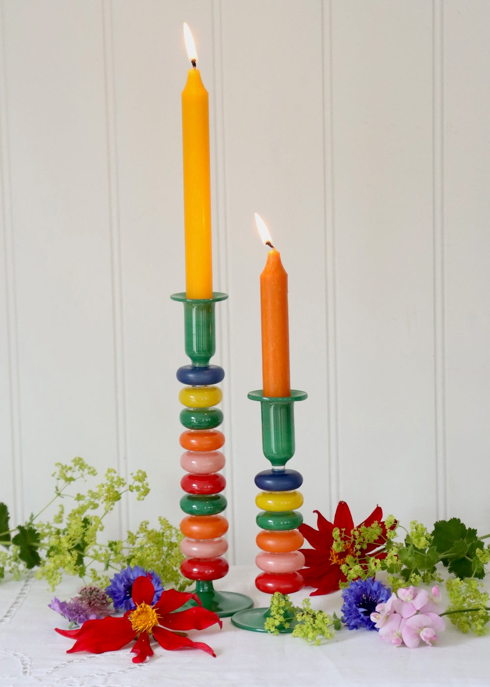 Sea Pebble Candlestick Rainbow - Tall
