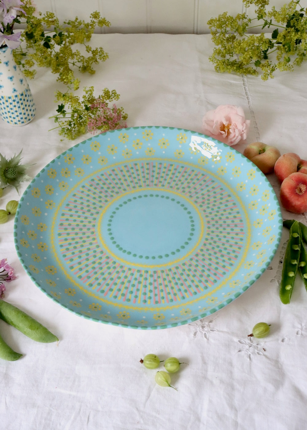 Round Serving Platter - Pale Blue