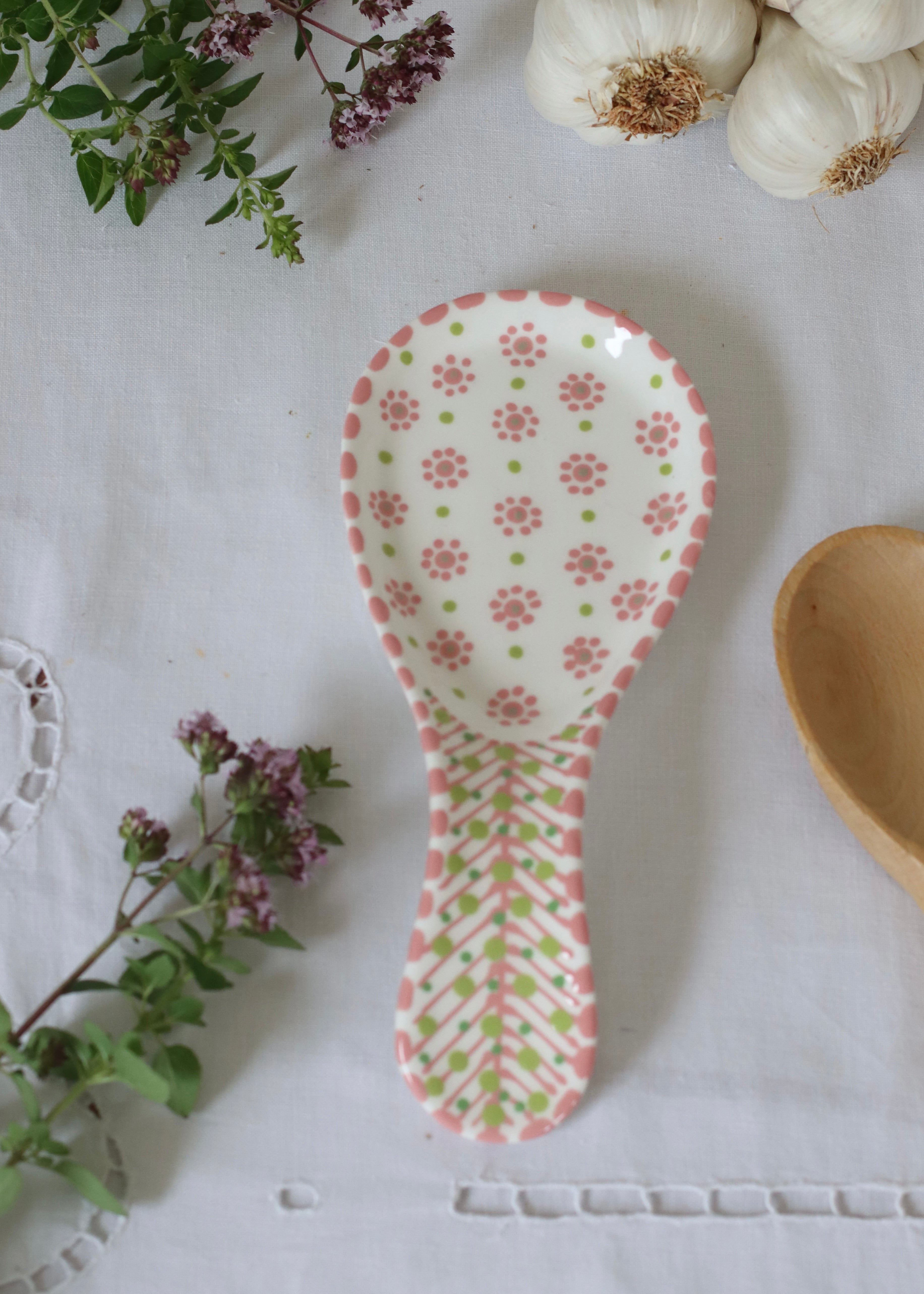 Spoon Rest - White and Pink