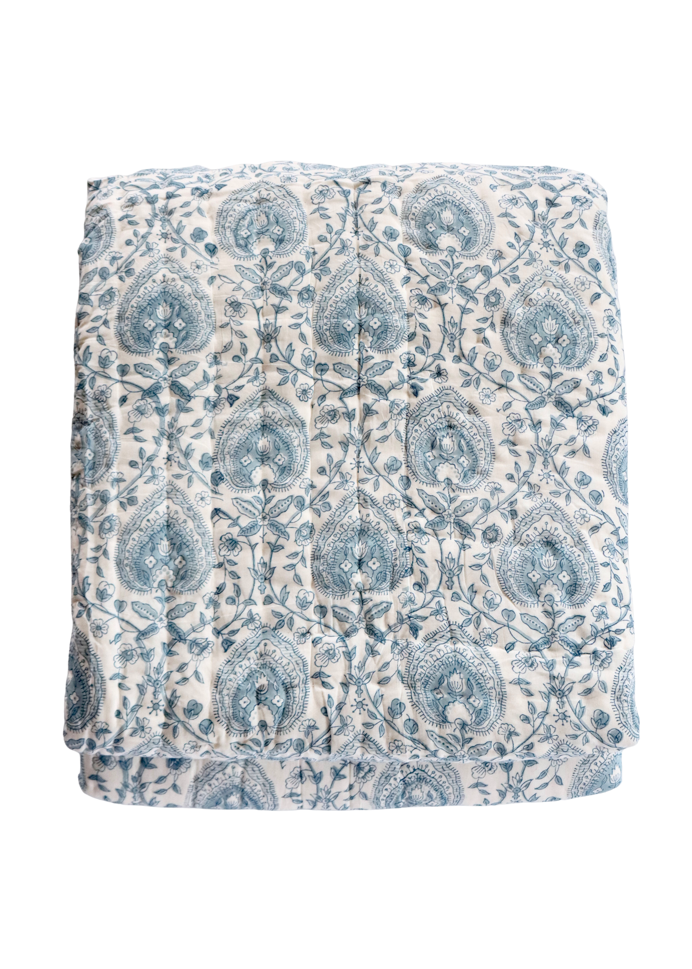 Hand block Printed Quilt - Dusty Blue