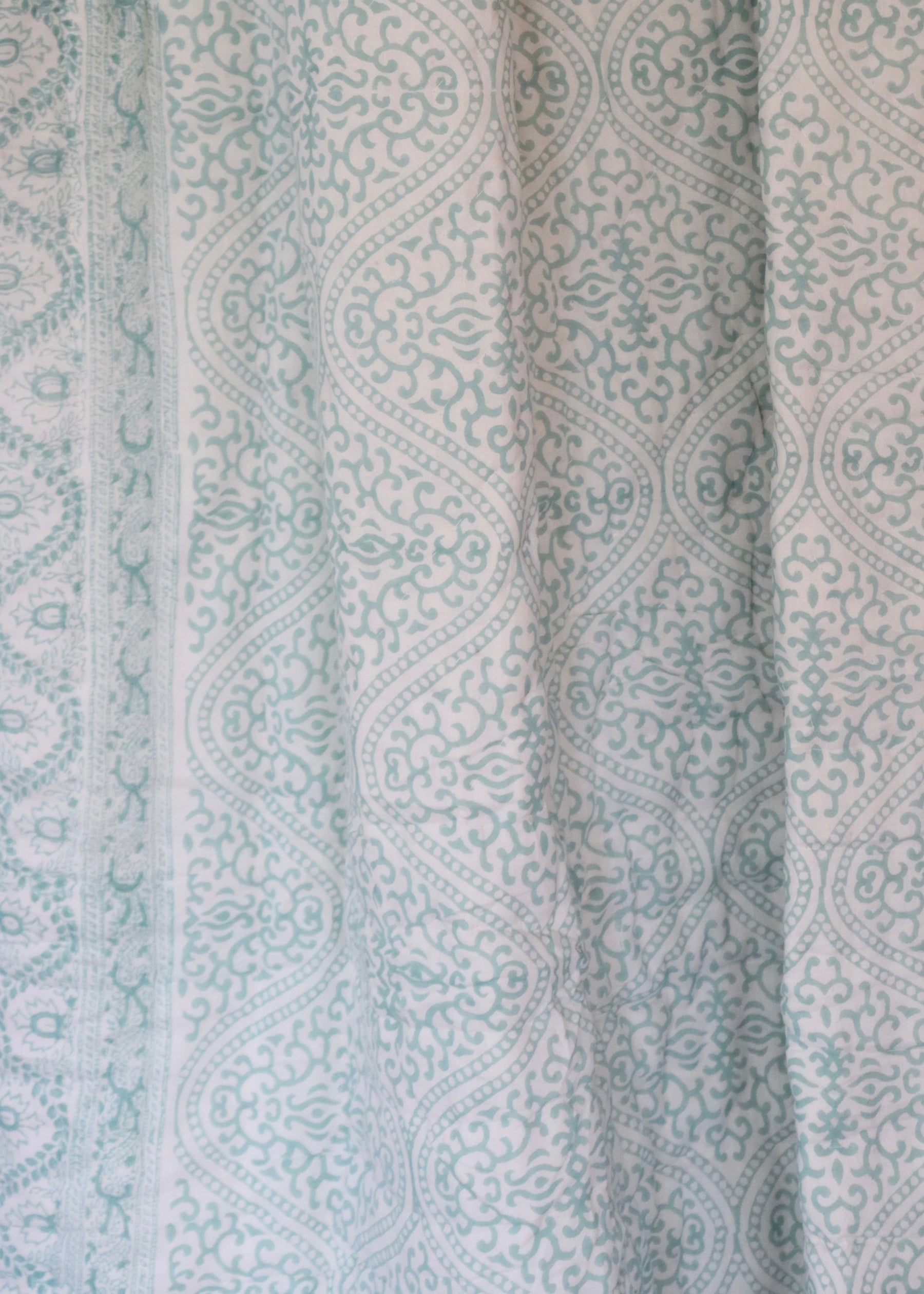 Hand block Printed Quilt - Gentle Sage Green
