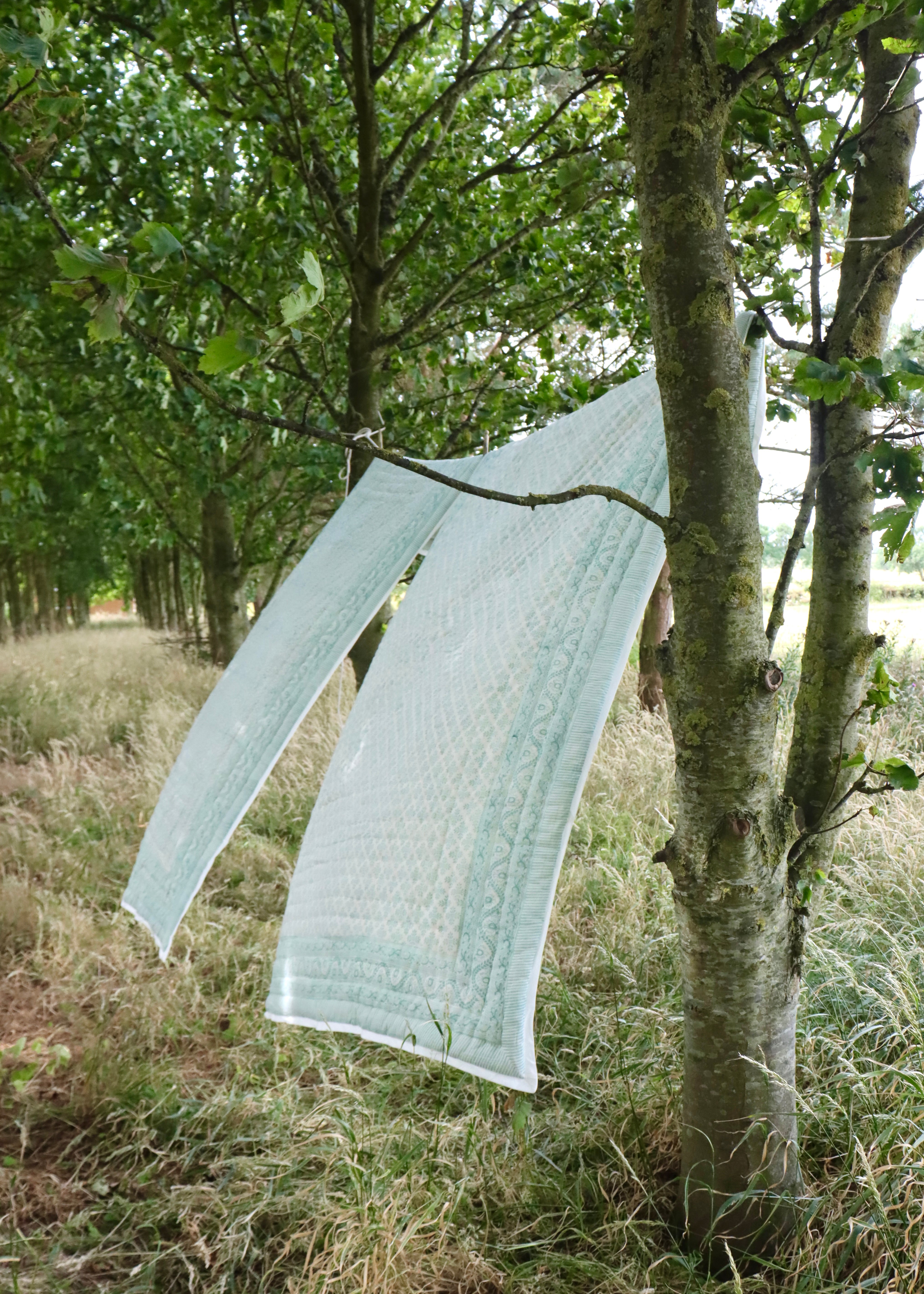 Hand block Printed Quilt - Gentle Sage Green
