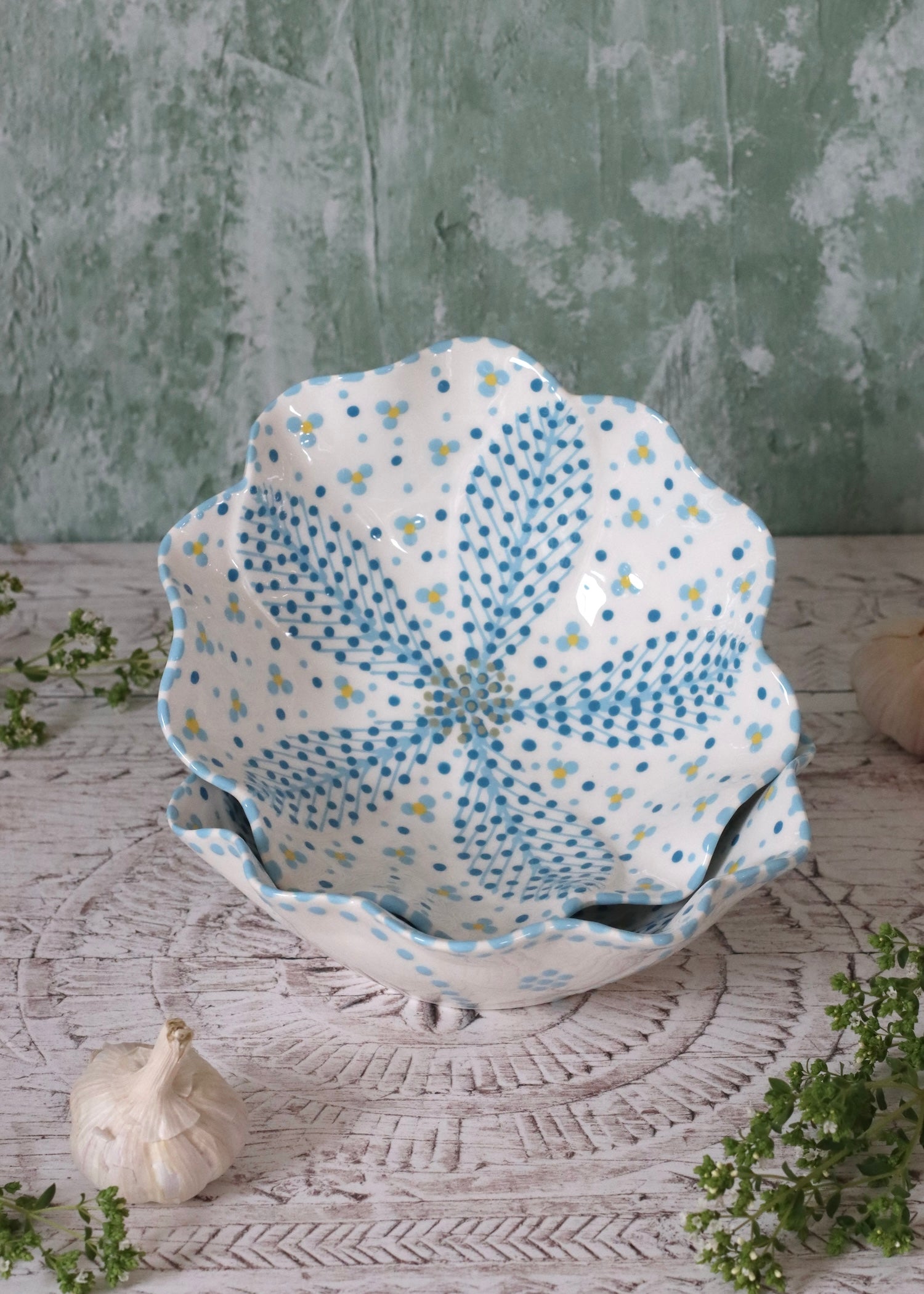 Pasta Bowl - White and Blue