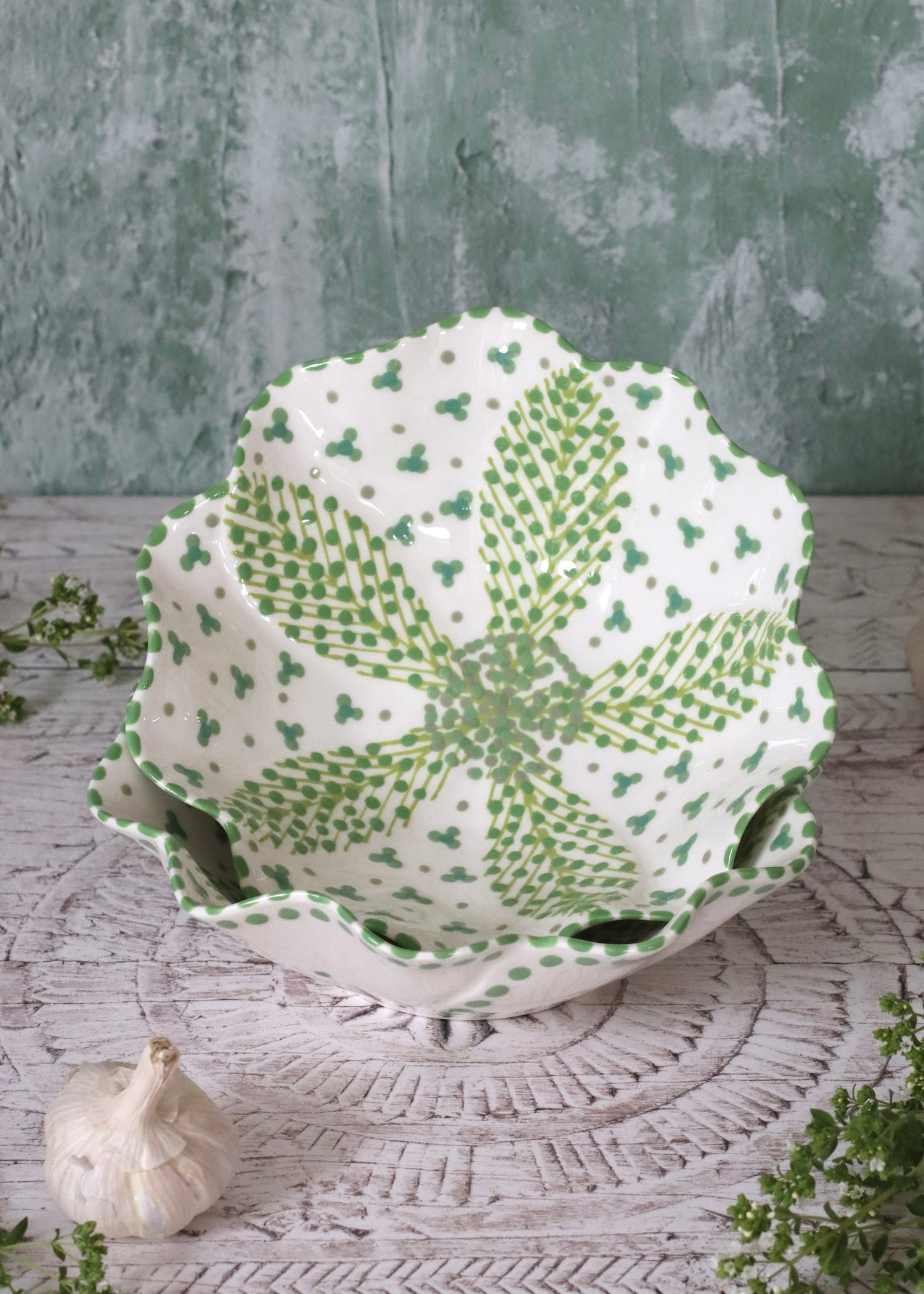 Pasta Bowl - White and Green