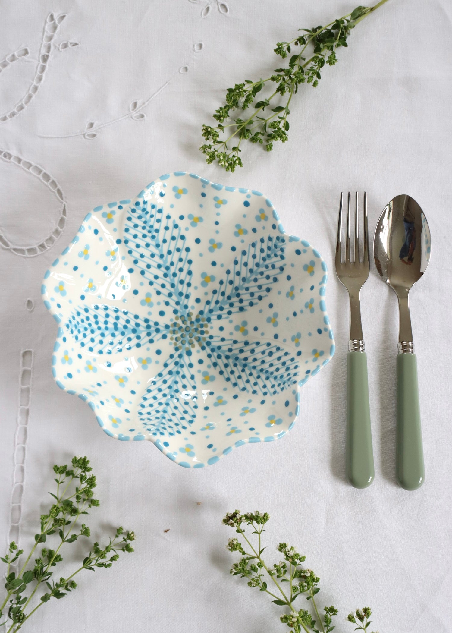 Pasta Bowl - White and Blue