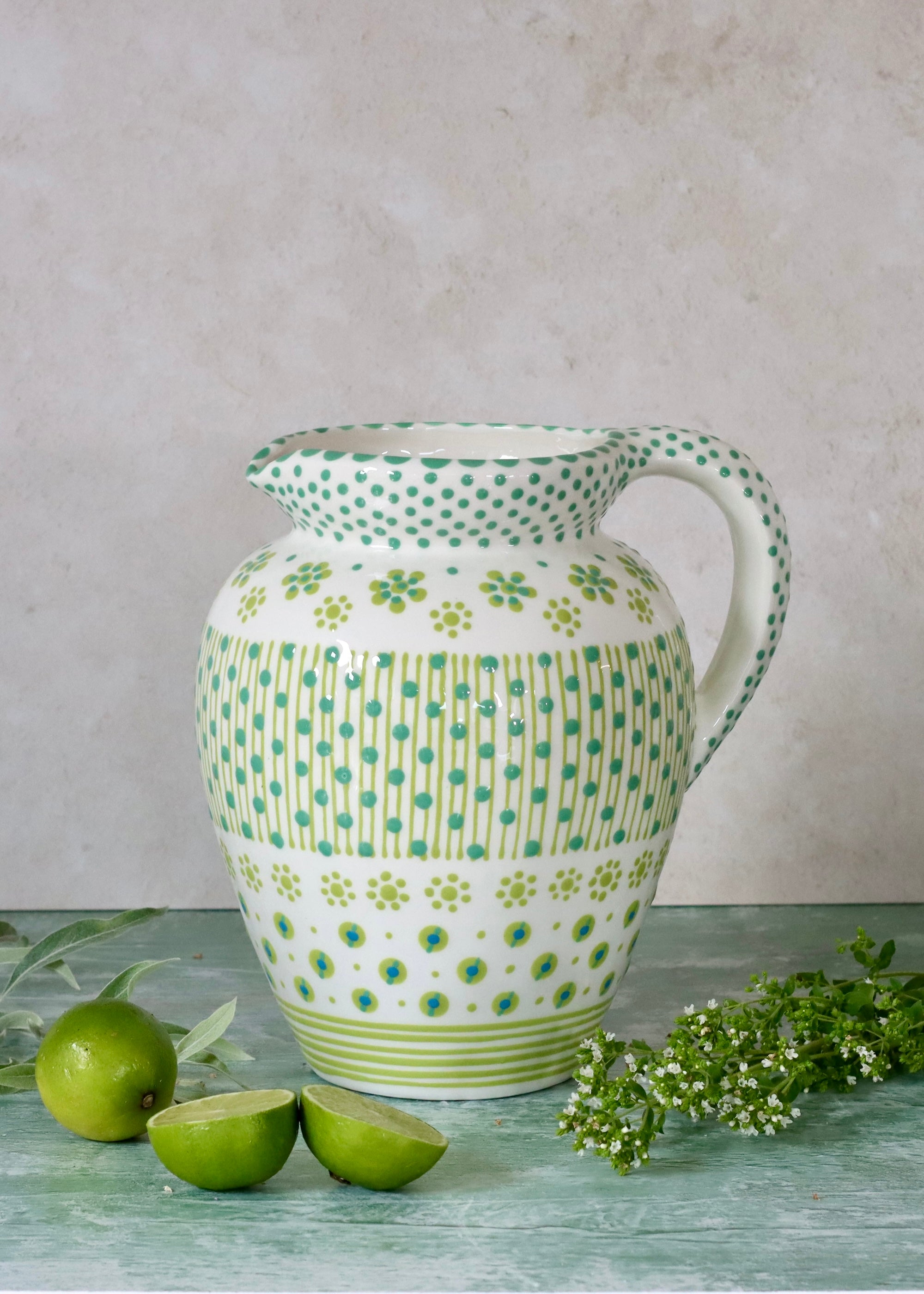 Water Jug - White and Green