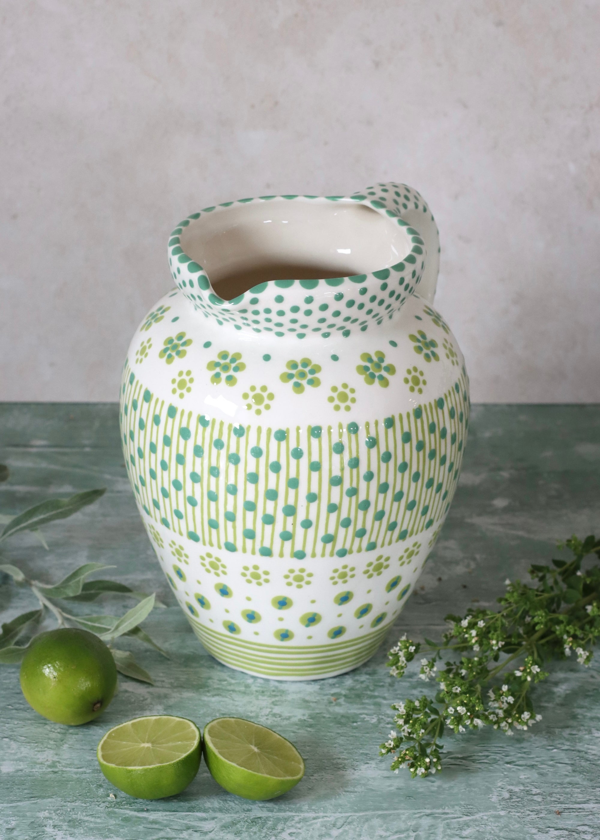 Water Jug - White and Green