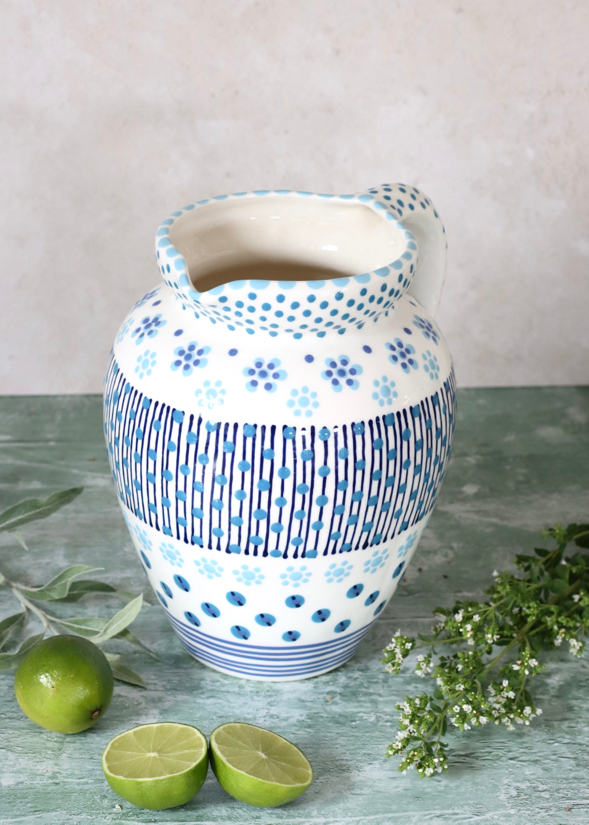 Water Jug - White and Blue