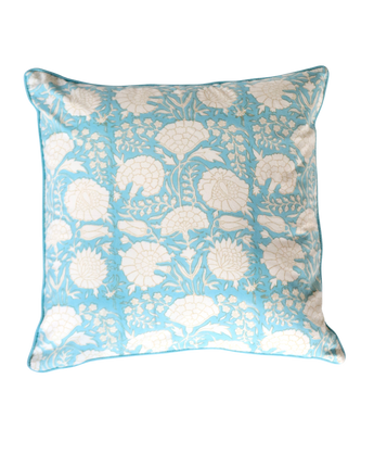 Block Print Cushion Cover- Turquoise