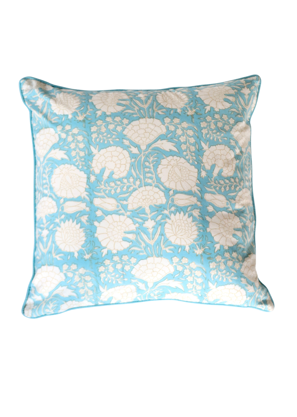 Block Print Cushion Cover- Turquoise