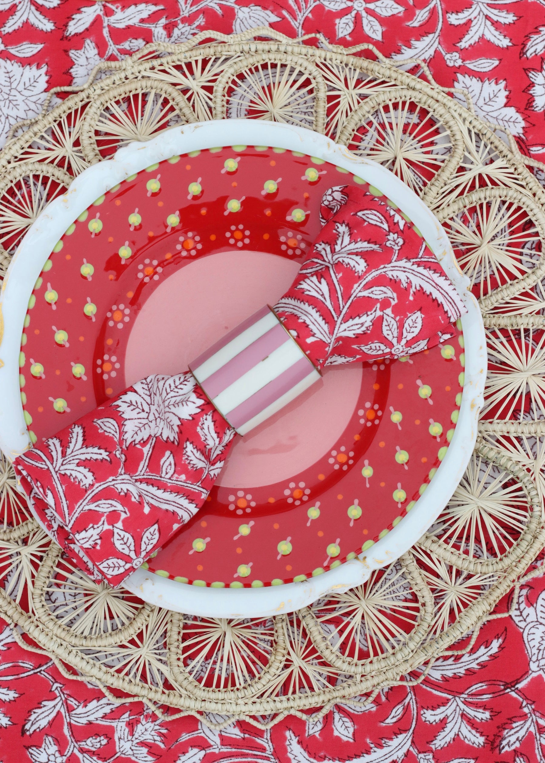 Set Of 4 Napkins - Christmas Red