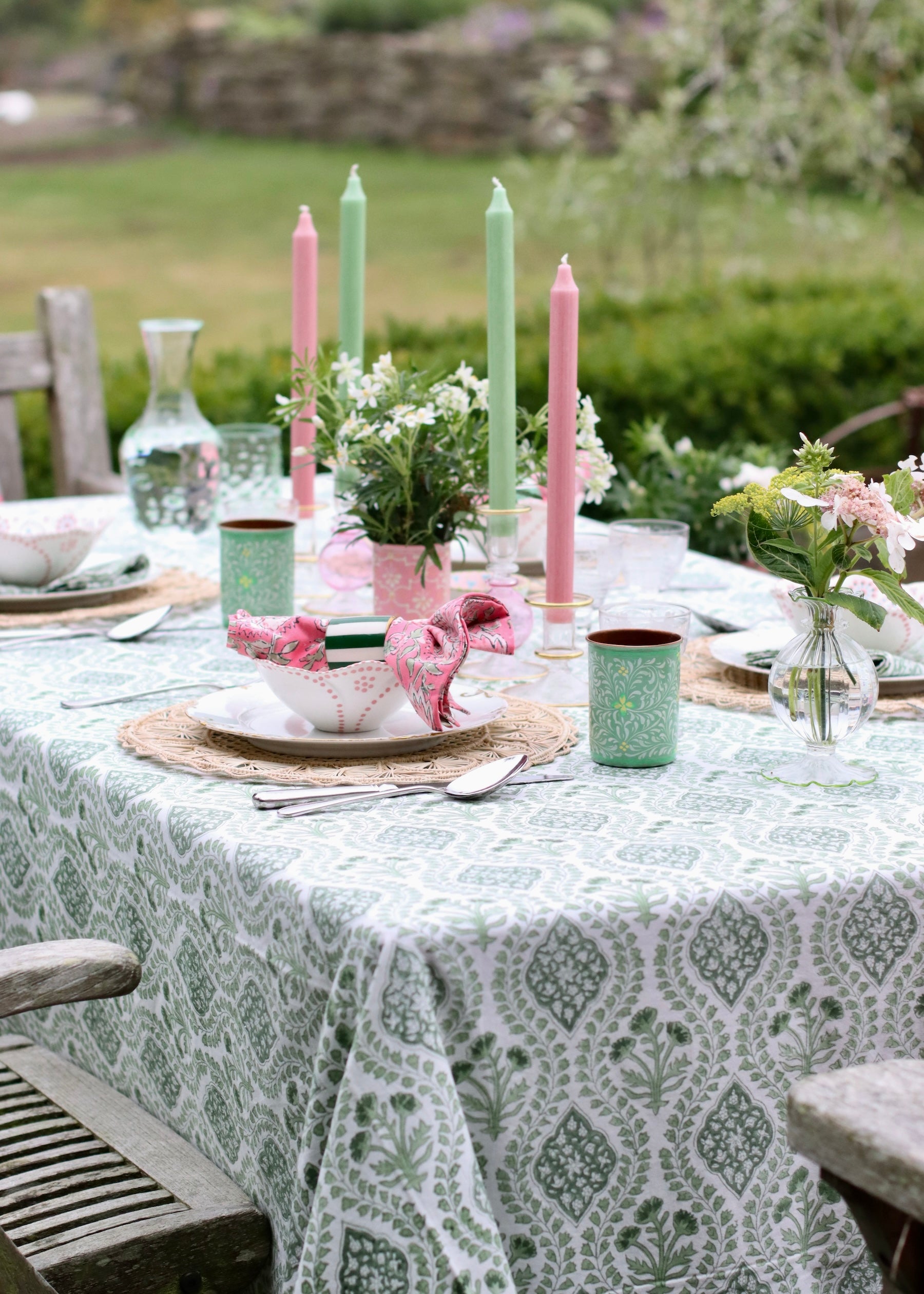 TABLECLOTH - Sage Green Trellis