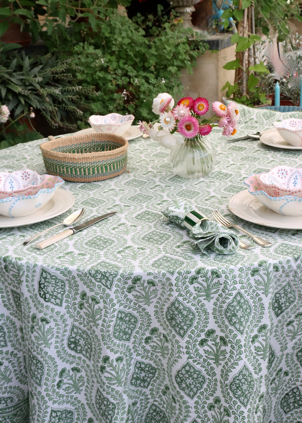 ROUND TABLECLOTH - Sage Green Trellis