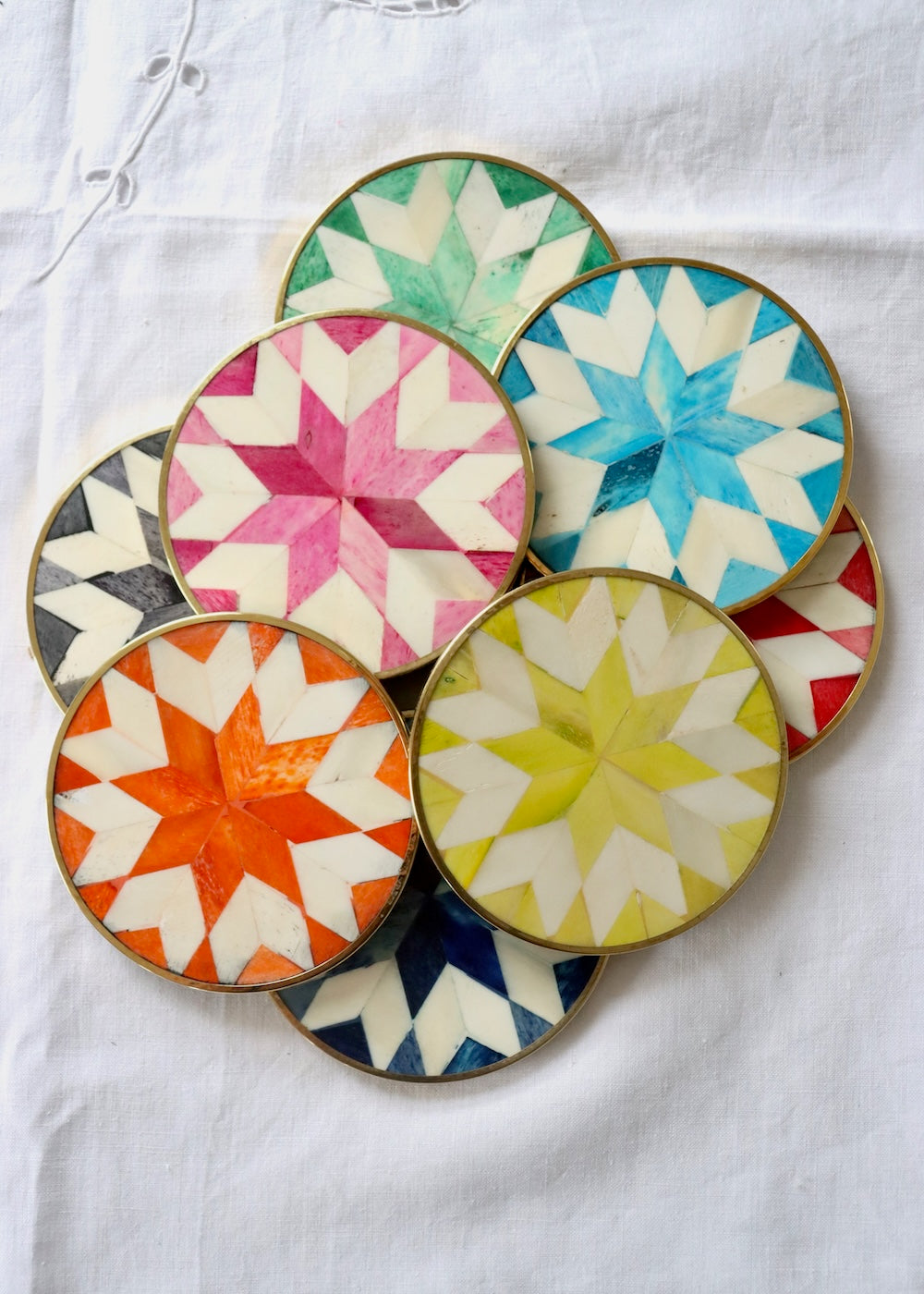 NEW COLOUR Inlay Coaster- Turquoise Star