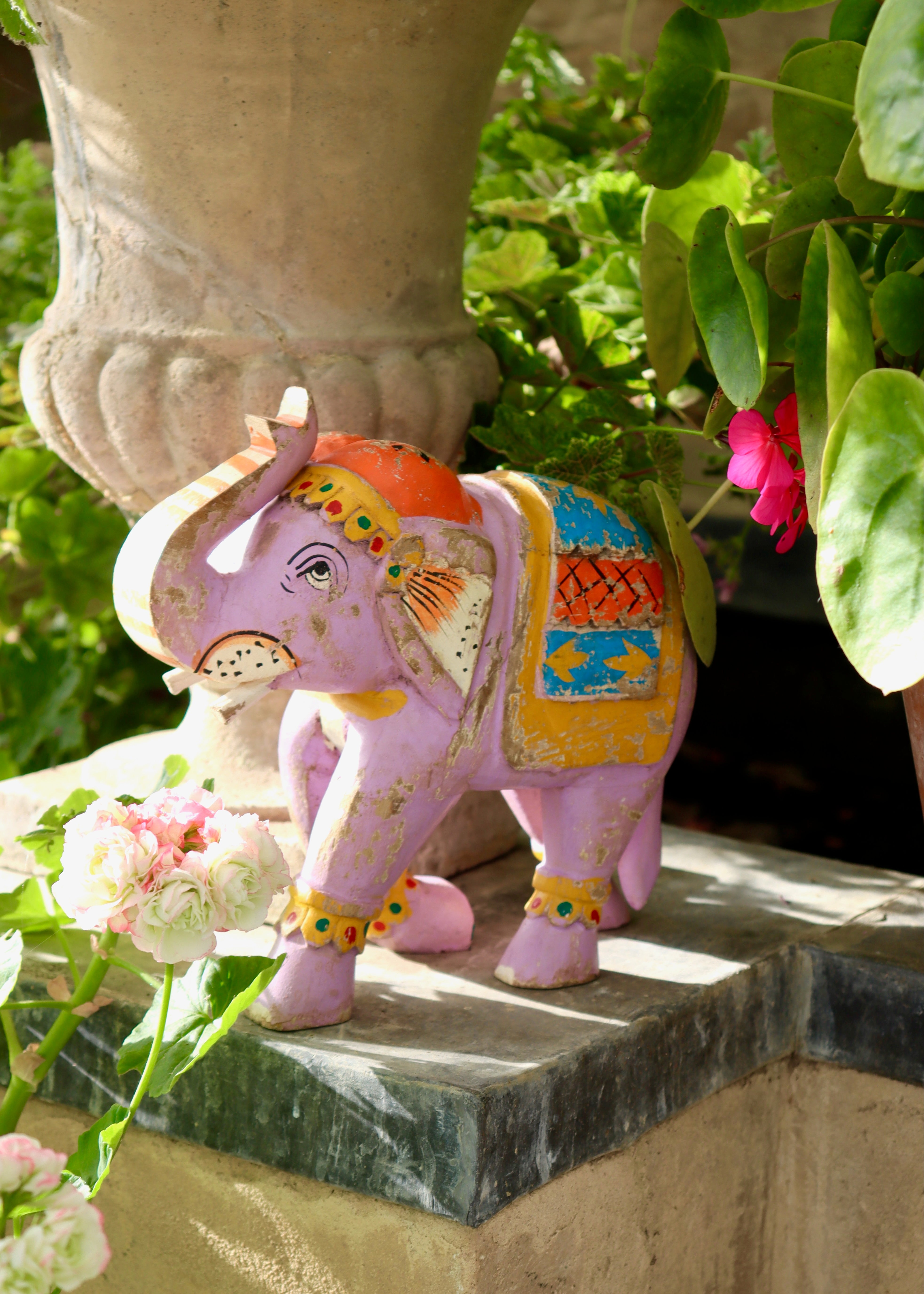 Decorative Wooden Elephant - Lilac