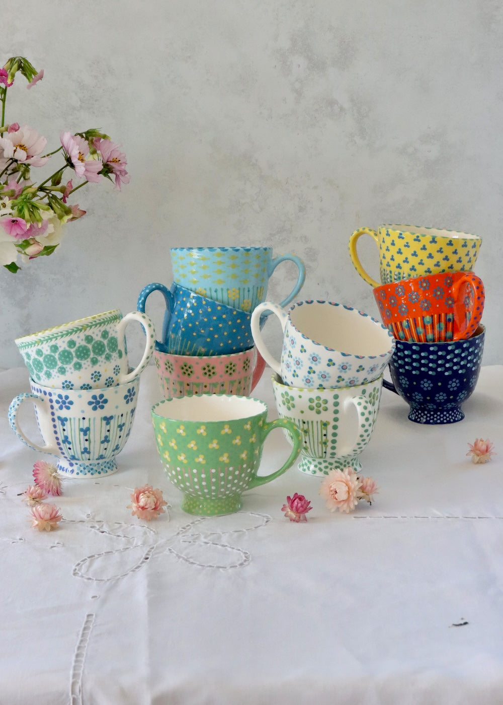 Time for Tea Cup - White Lime & Teal