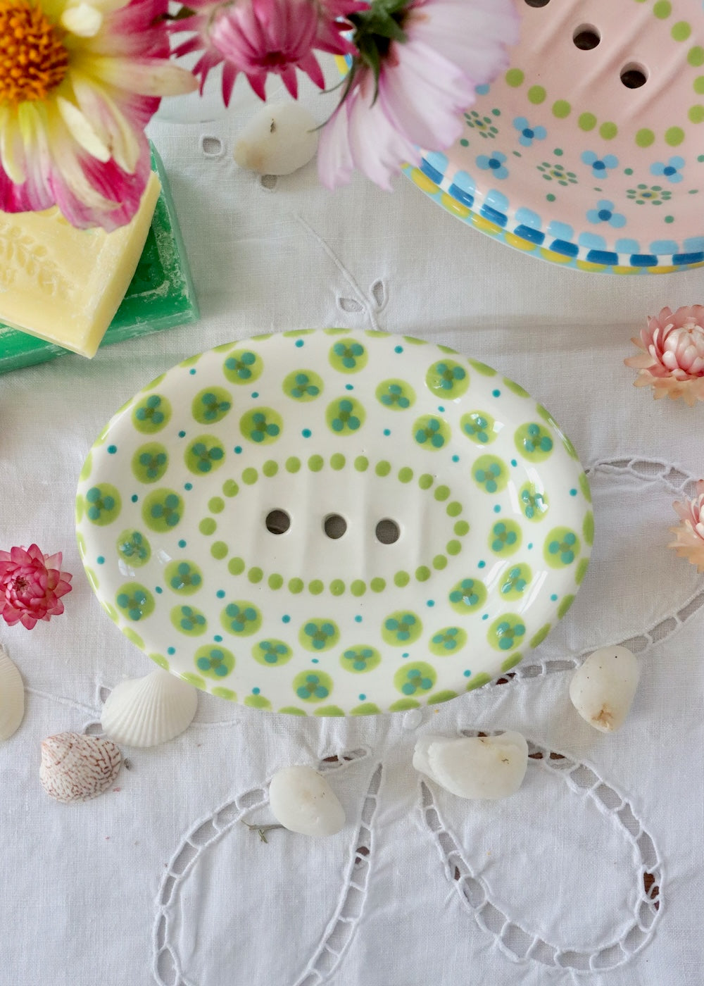 Soap Dish - White & Lime