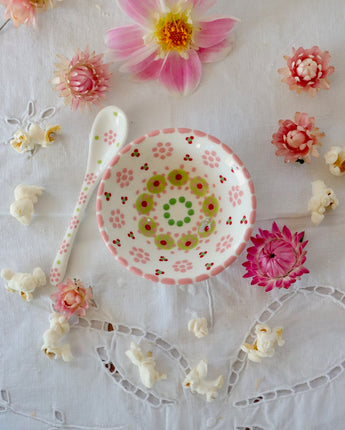 Salt Dish - White Pink & Red