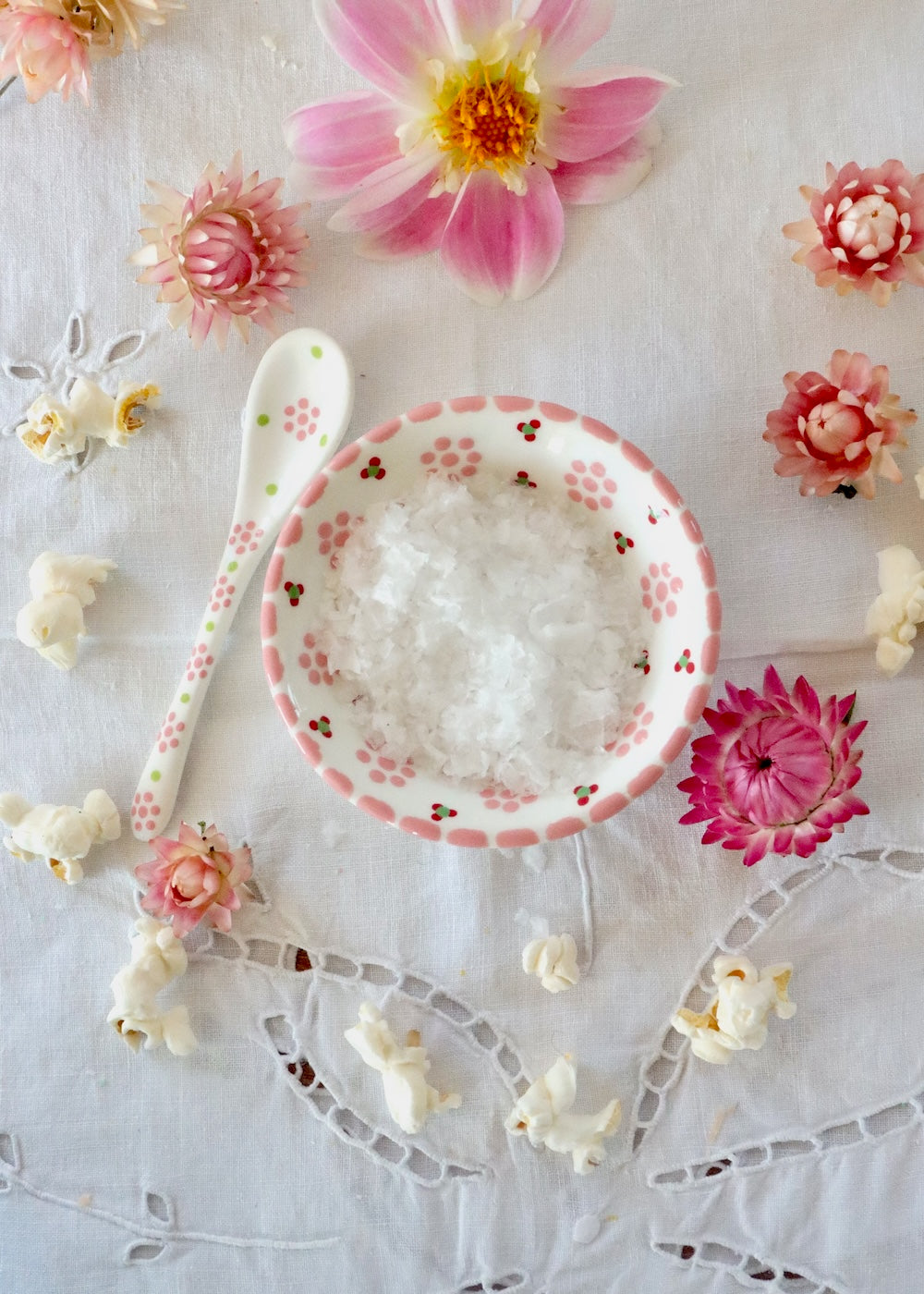 Salt Dish - White Pink & Red