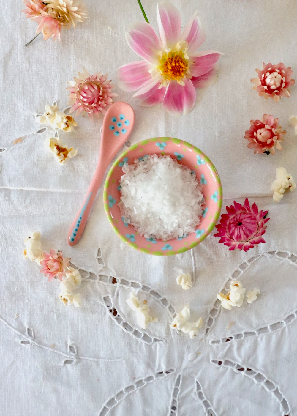 Salt Dish - Pink with Green Circles
