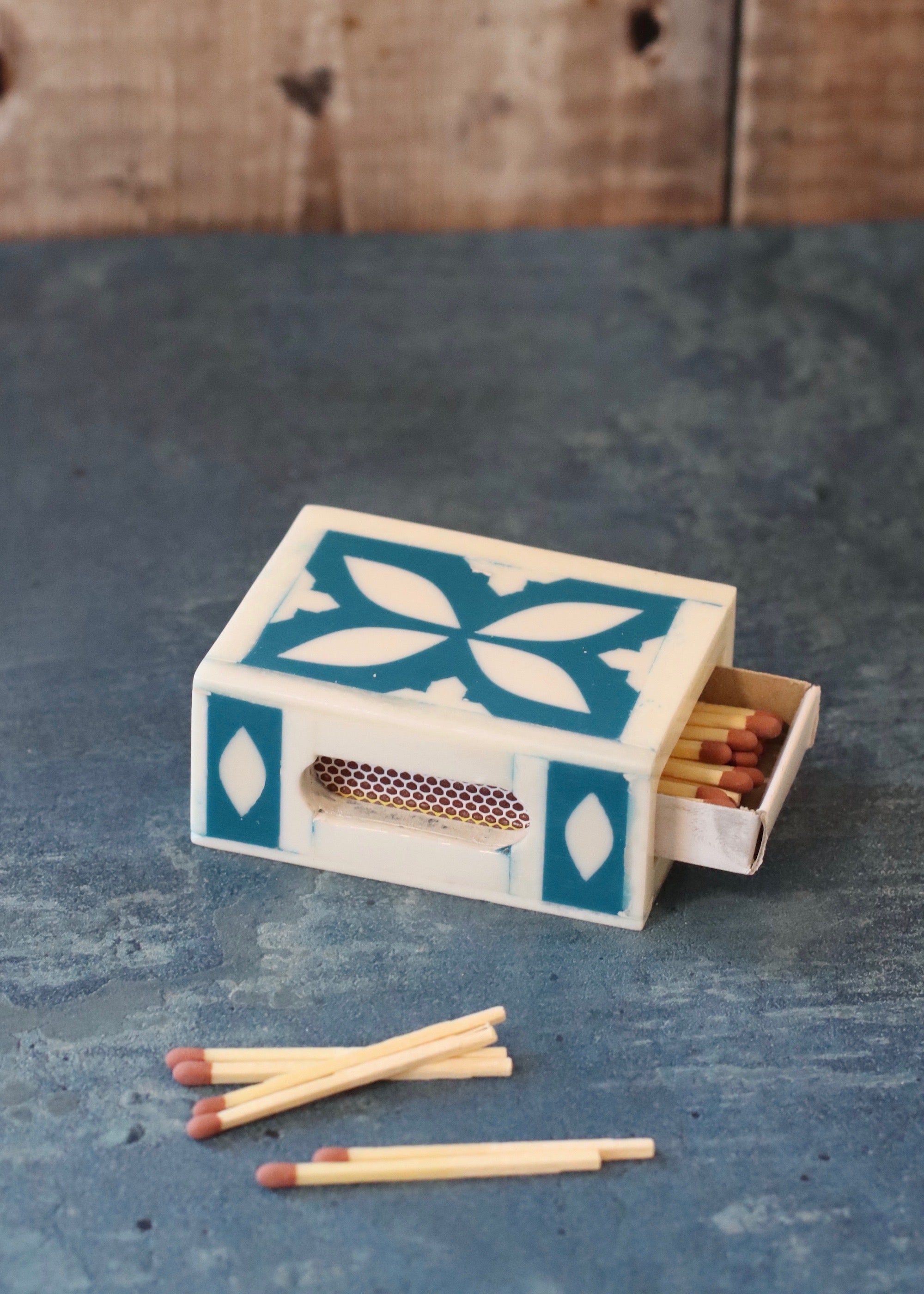 Small Matchbox Holder - Dark Teal