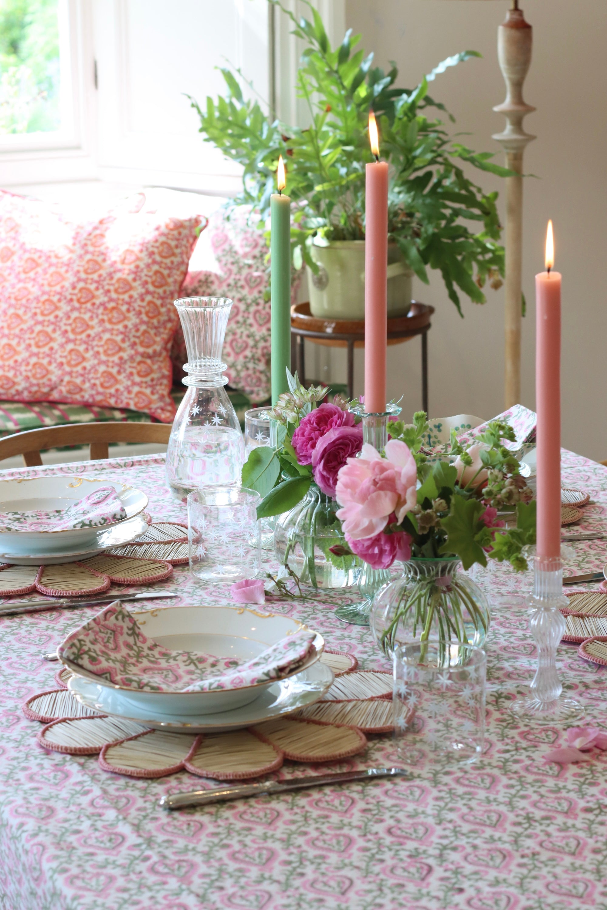 TABLECLOTH - Mughal Pink and Green