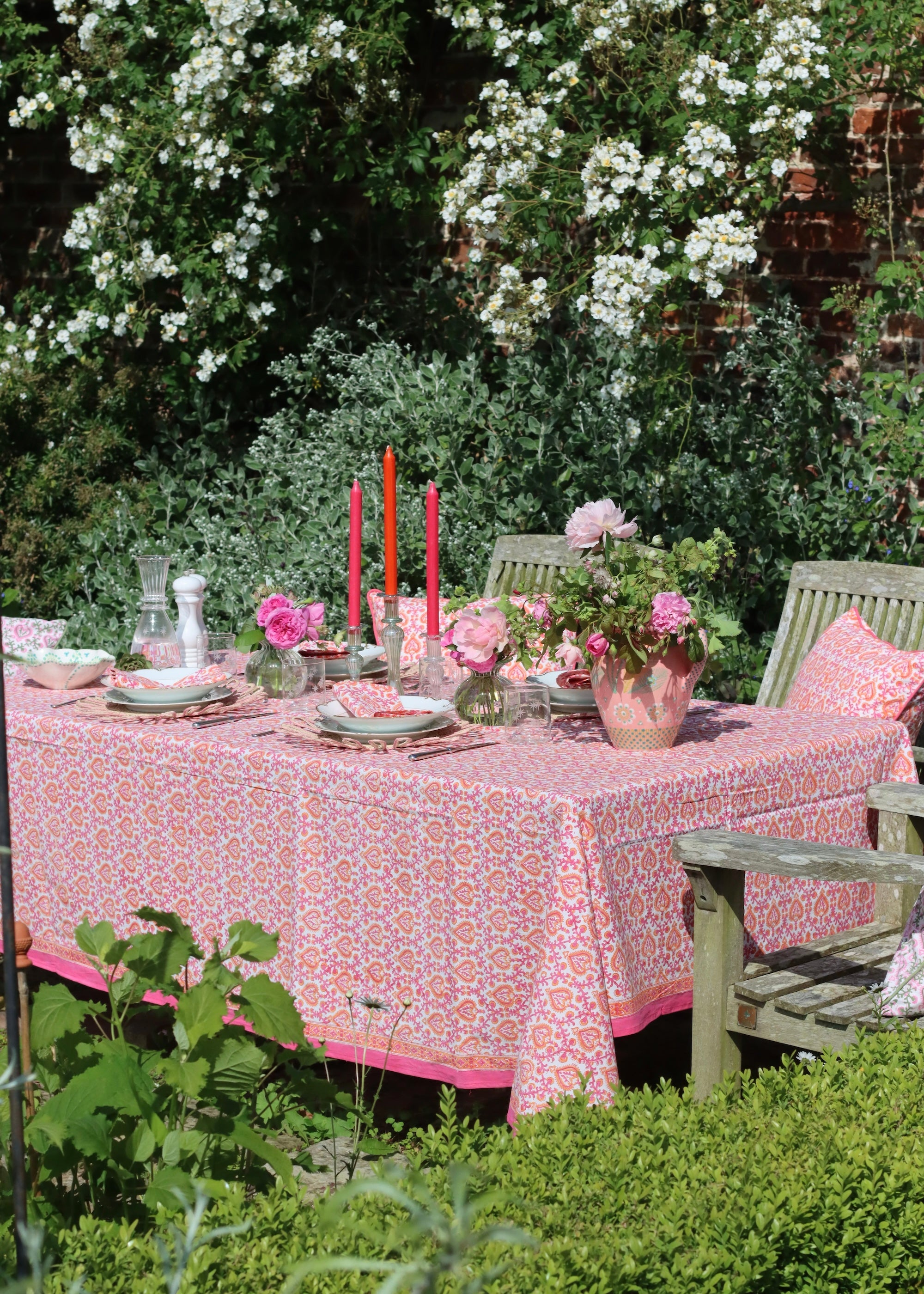 TABLECLOTH - Mughal Hot Pink and Orange