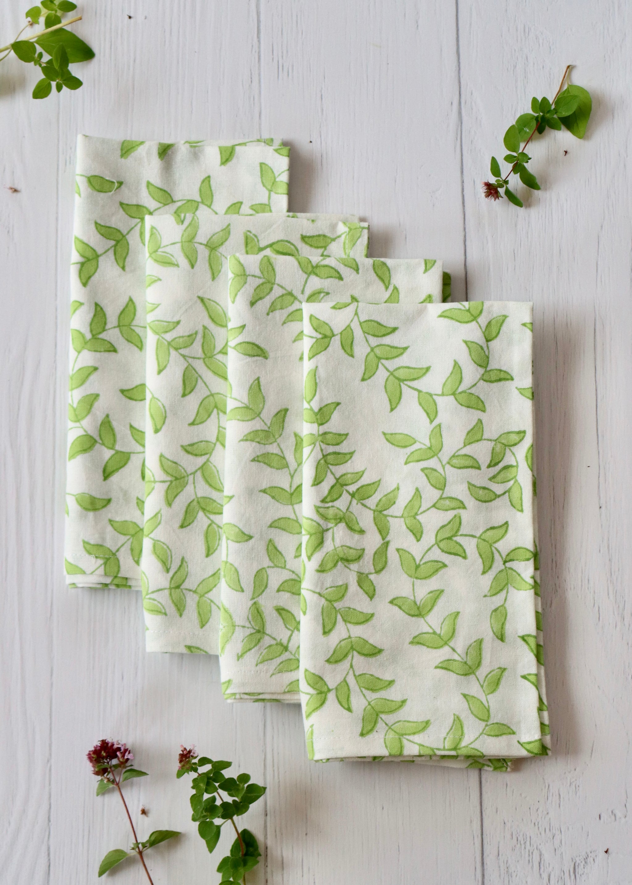 Pinstripe Napkin 4 Pack in Leaf main image 1