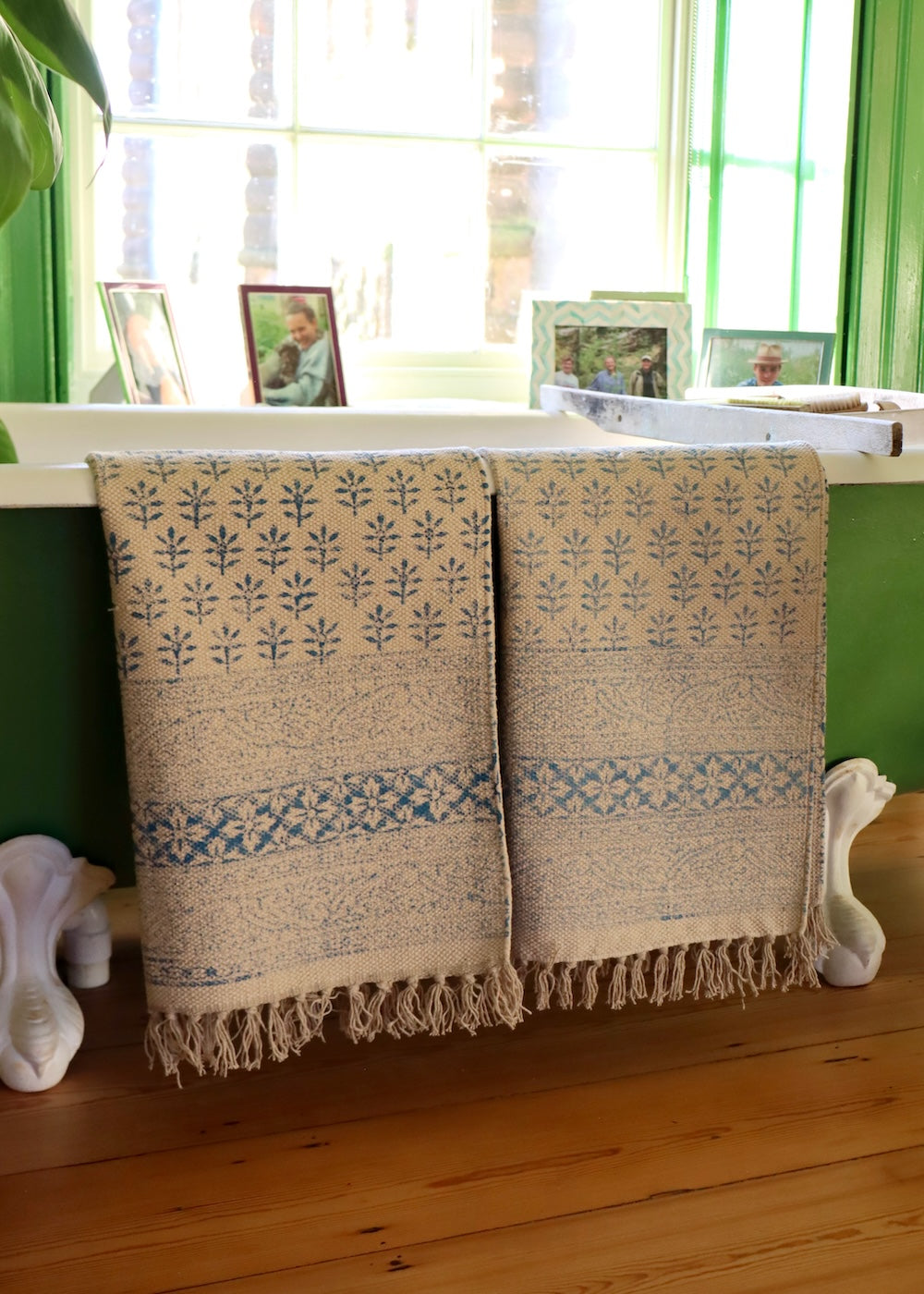 Hand Block Printed Bath Mat - Sea Blue