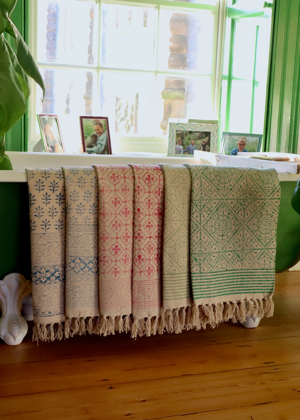 Hand Block Printed Bath Mat - Spring Green