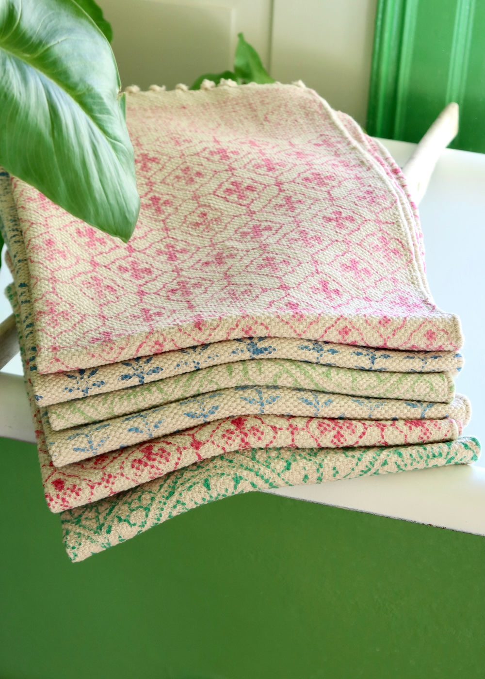 Hand Block Printed Bath Mat - Spring Green