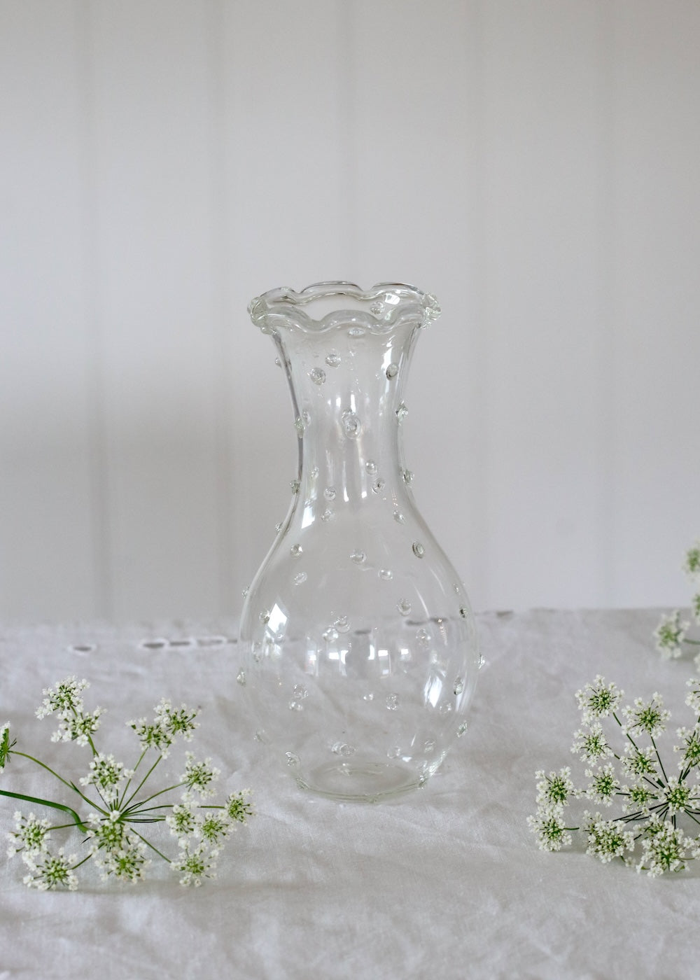 Set of 3 Glass Bud Vases - Clear Dotty
