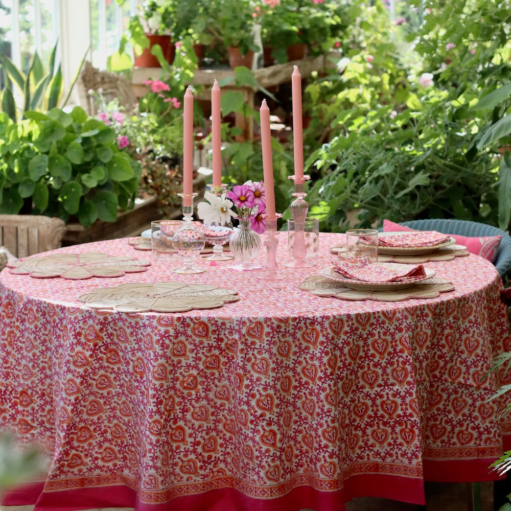 ROUND TABLECLOTH - Mughal Hot Pink & Orange