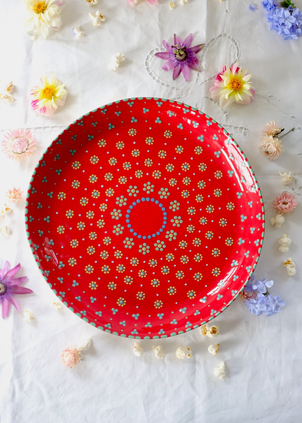 Round Serving Platter - Red