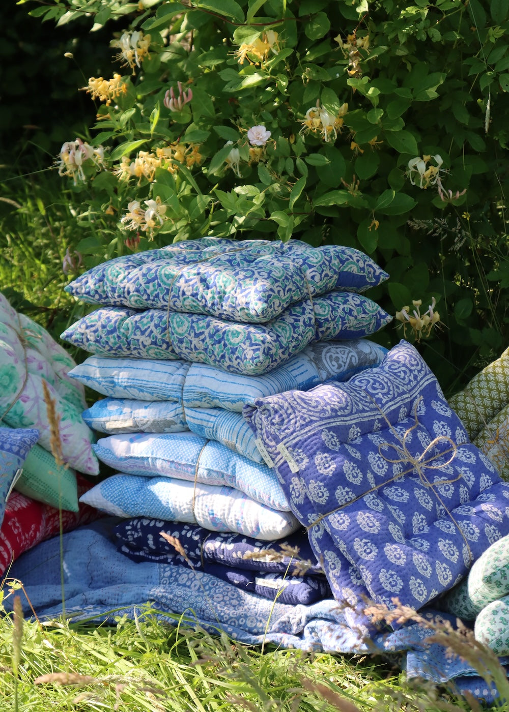 Pair Of Kantha Seat Pads- Pair No 108