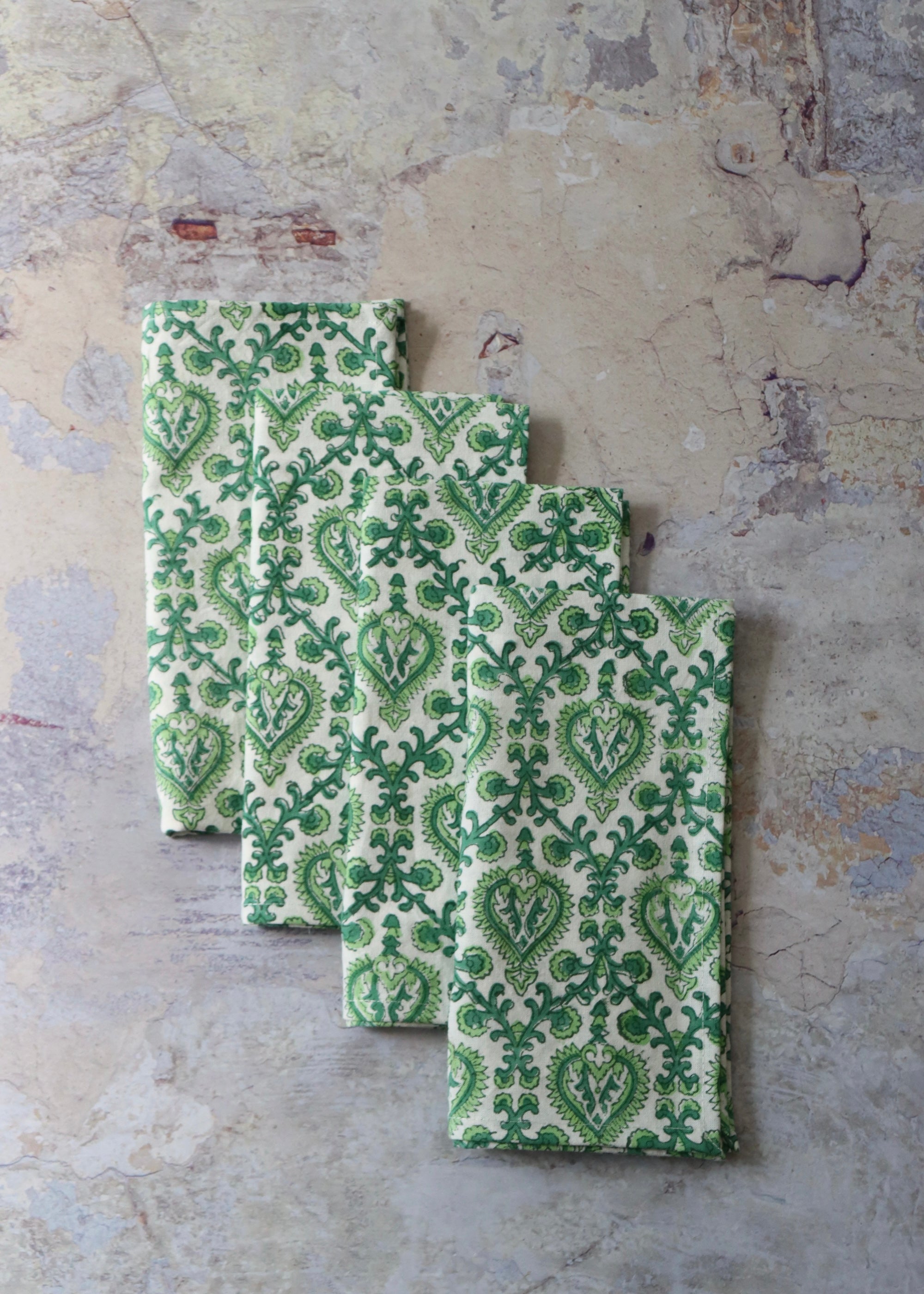 Set Of 4 Napkins - Green Mughal