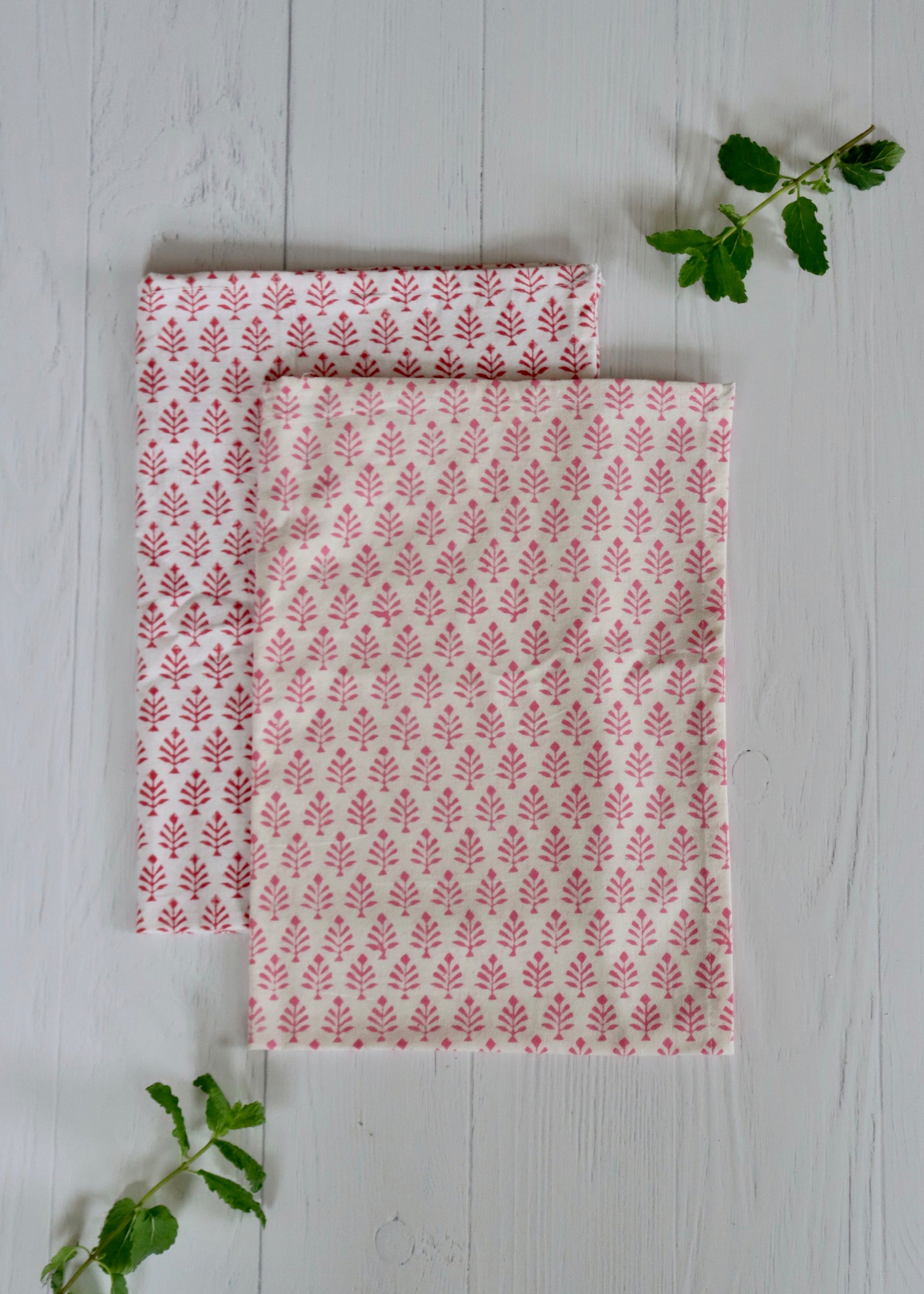 Pair of Tea Towels - Pink and Pink